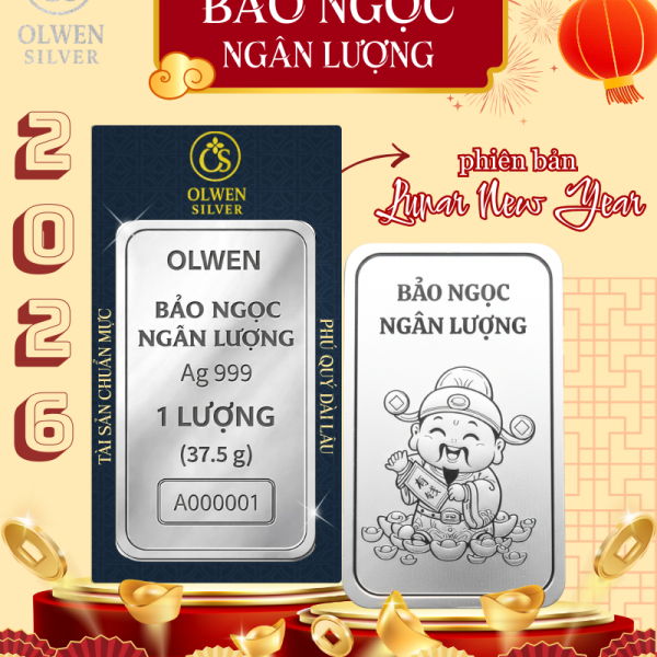 Bạc Bảo Ngọc Ngân Lượng - 1 Lượng (Thần Tài)